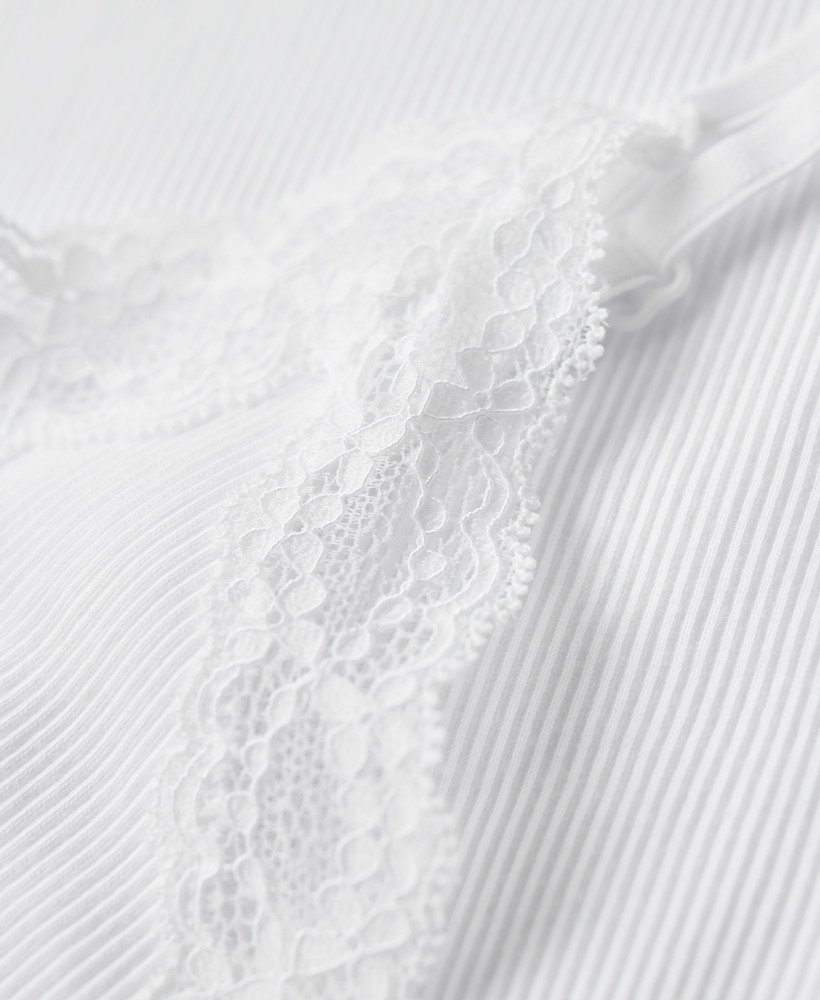 biologisch katoenen essential rib lace cami top in optic