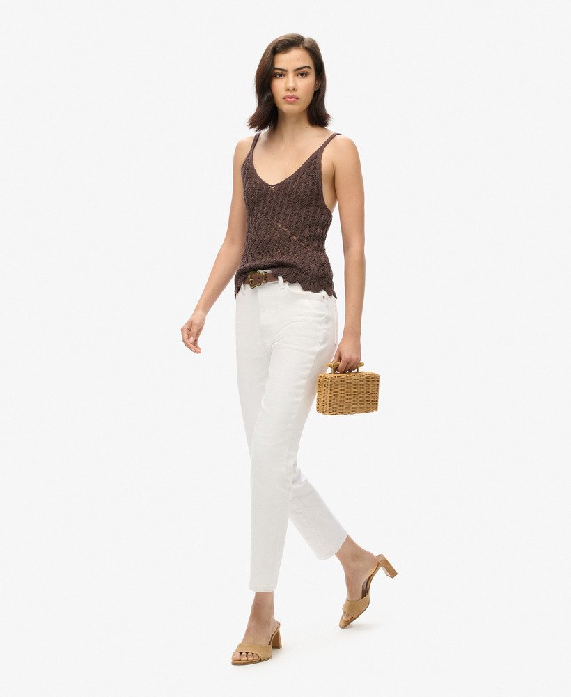 gehaakte camisole top in donkerbruin eikenhout