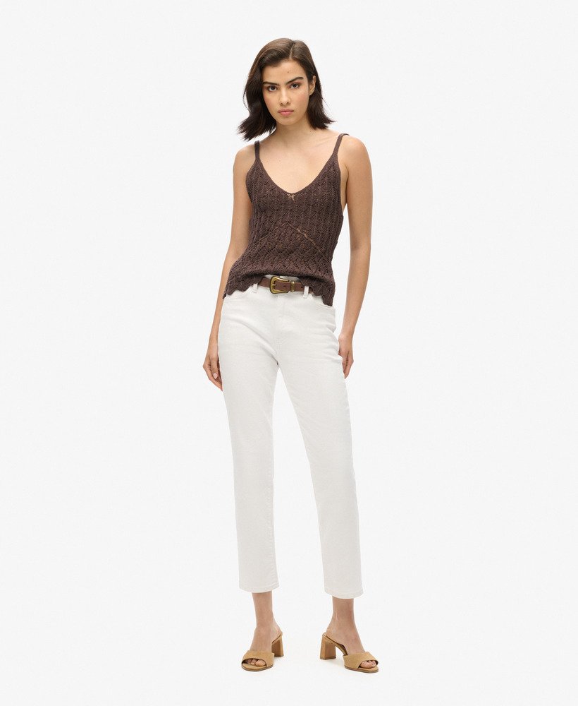gehaakte camisole top in donkerbruin eikenhout