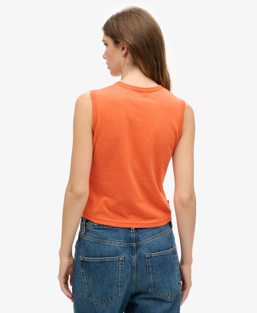 la vintage logo graphic slim vest top in soda pop orange marl
