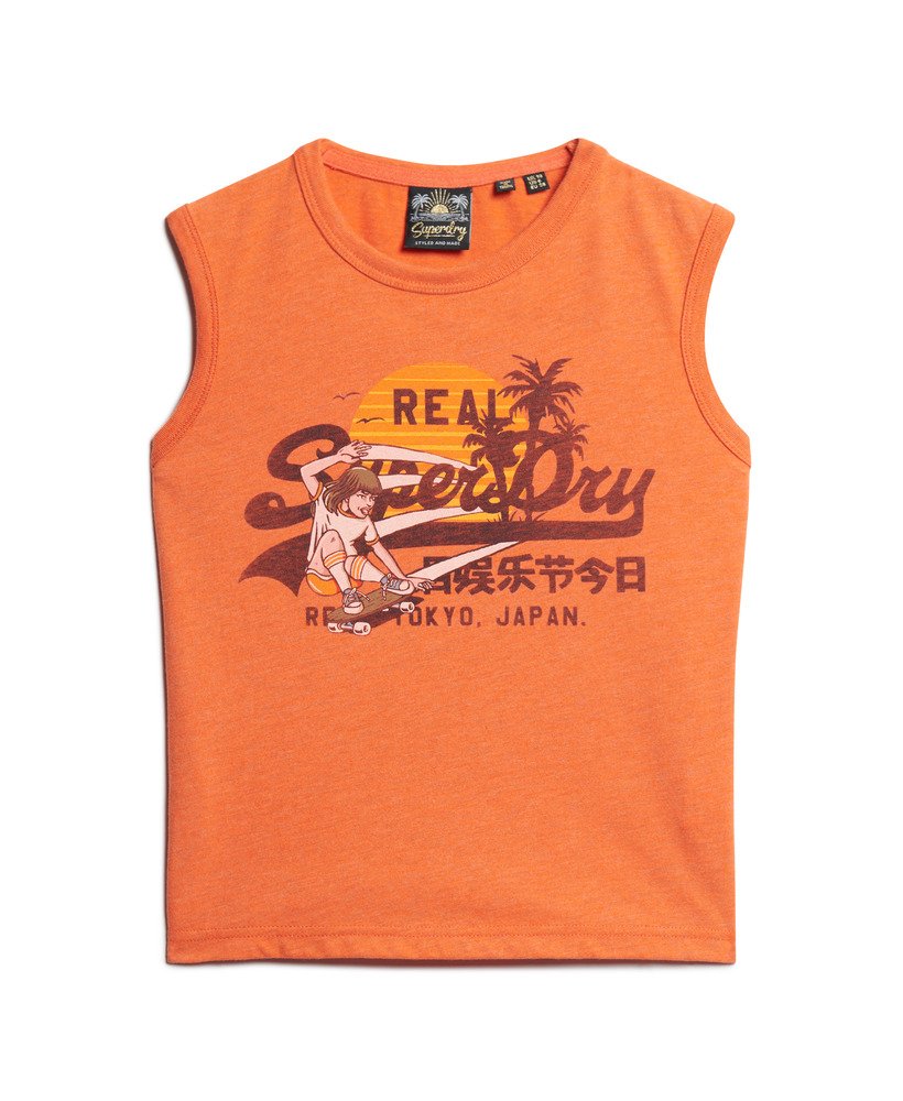 la vintage logo graphic slim vest top in soda pop orange marl