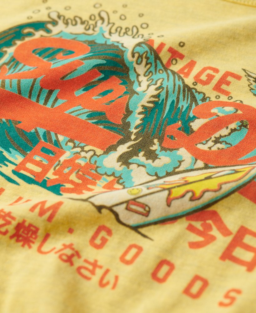 la vintage logo graphic slim vest top in sun yellow marl