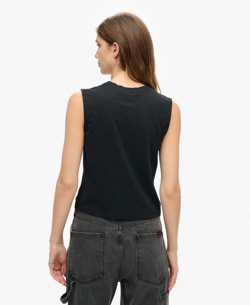 versierde aansluitende tanktop uit het archief in gitzwart