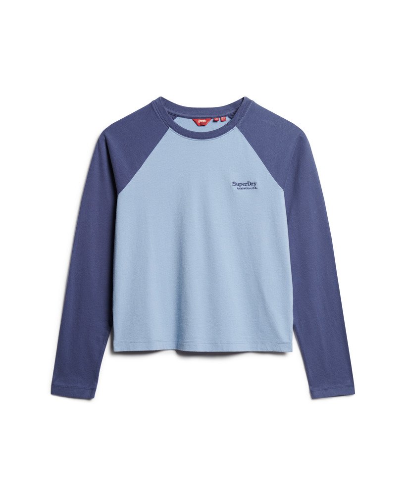 essential logo baseballshirt met lange mouwen in mariner navy rich blue