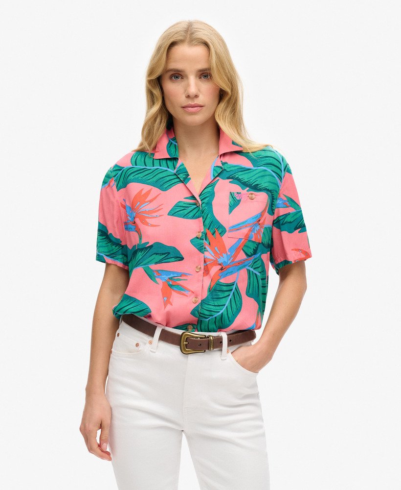 strandresortshirt in roze paradijs