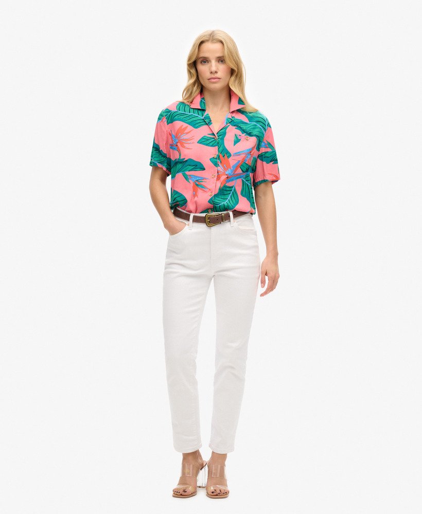 strandresortshirt in roze paradijs