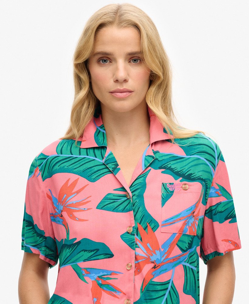 strandresortshirt in roze paradijs