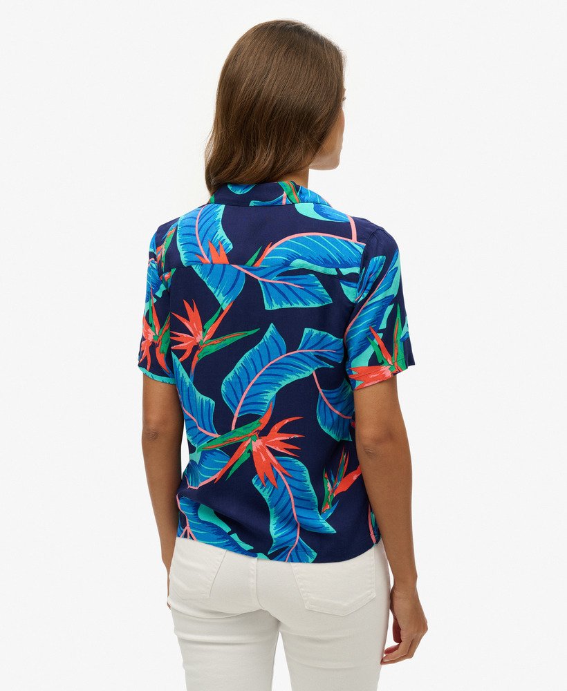 strandresortshirt in marineblauw paradise
