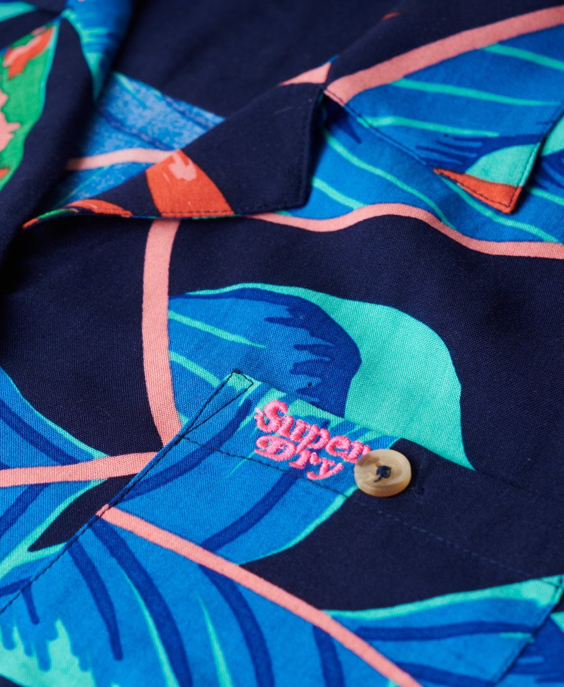 strandresortshirt in marineblauw paradise