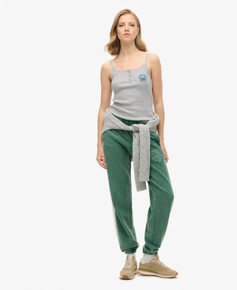 athletic essentials button down cami top in grey marl