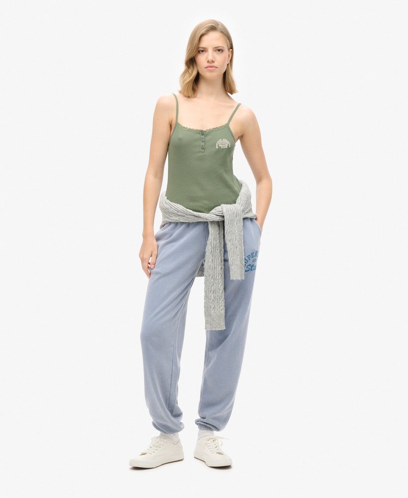 athletic essentials button down cami top in laurel khaki