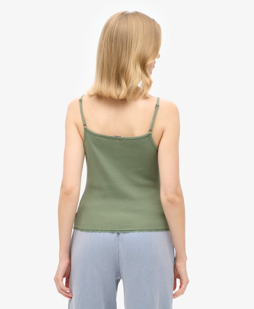 athletic essentials button down cami top in laurel khaki