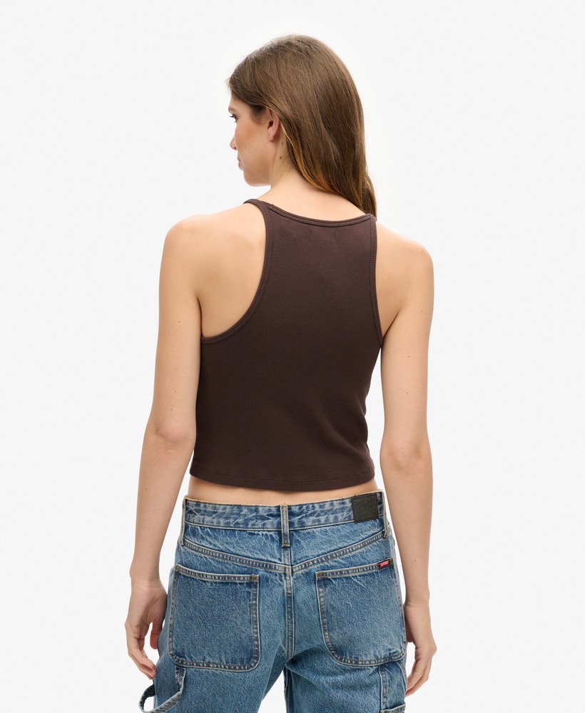 essential logo racer vest top in donkerbruin