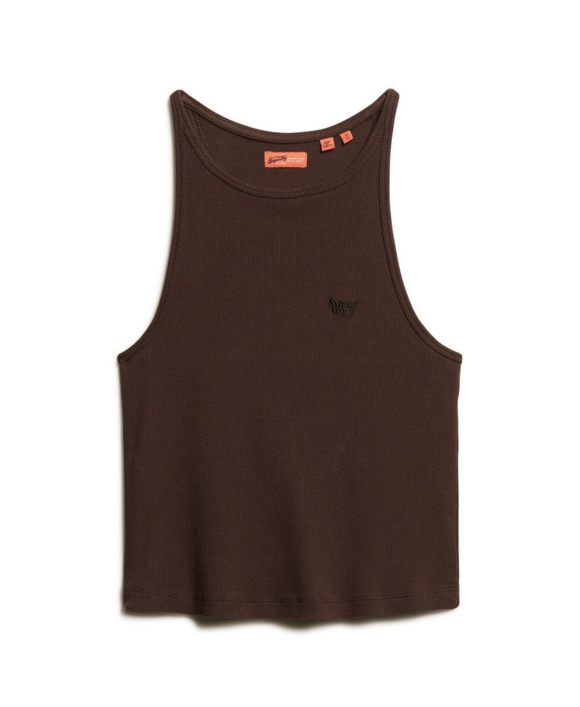 essential logo racer vest top in donkerbruin