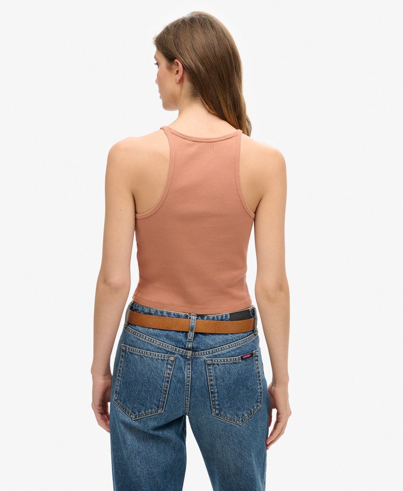 essential logo racer vest top in mocha mousse brown