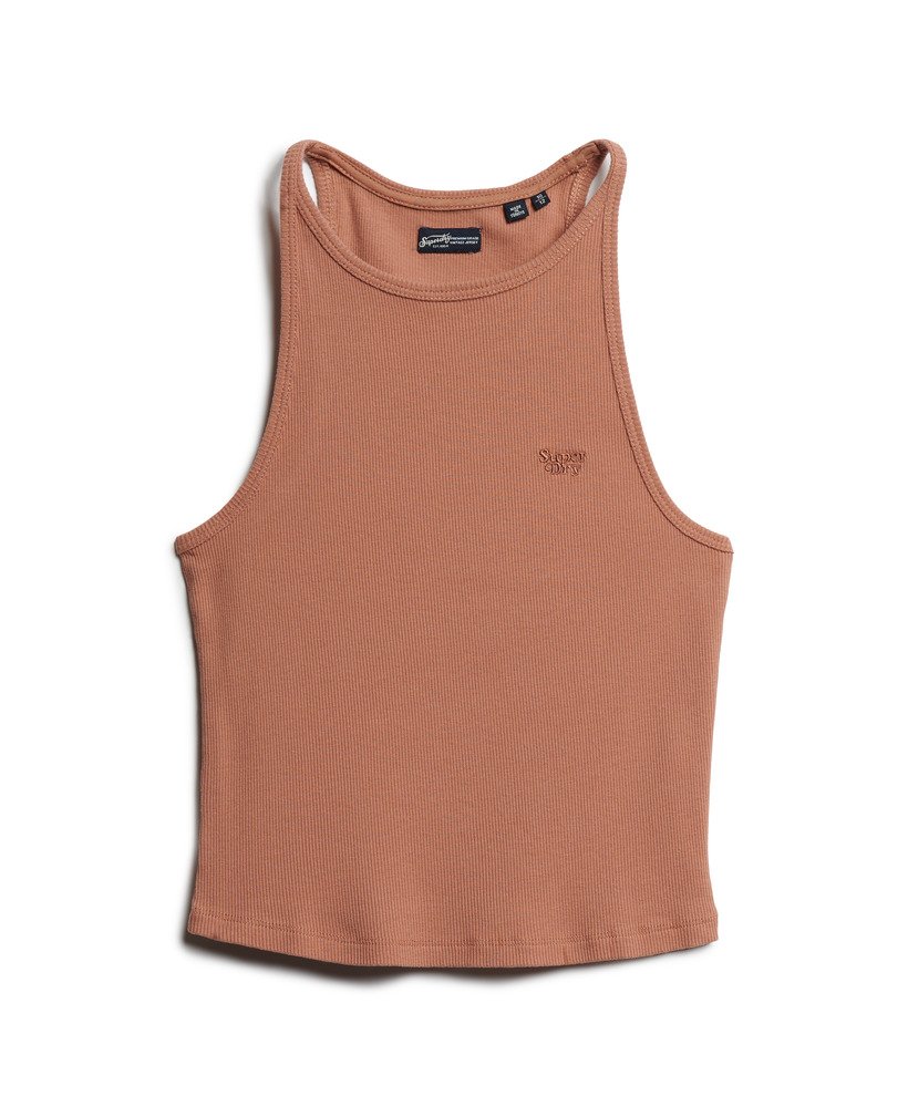 essential logo racer vest top in mocha mousse brown