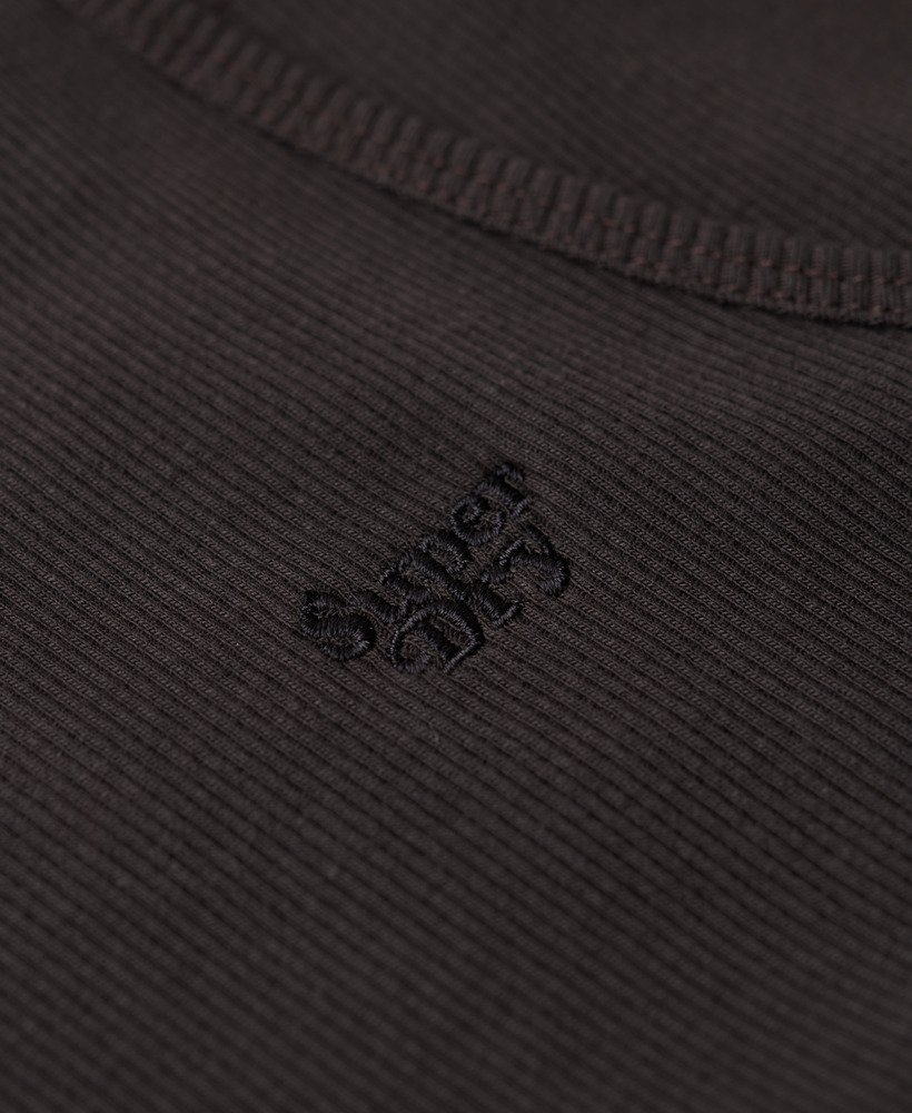 essential logo racer vest top in bison black