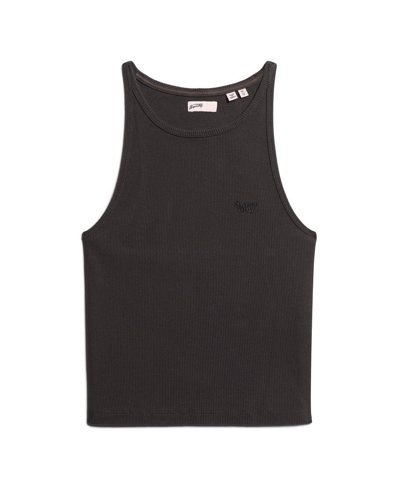 essential logo racer vest top in bison black