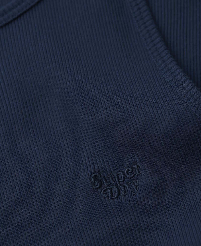 essentieel logo racer vest top in diep marineblauw