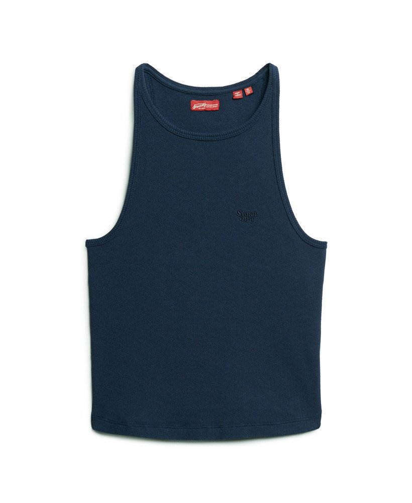 essentieel logo racer vest top in diep marineblauw