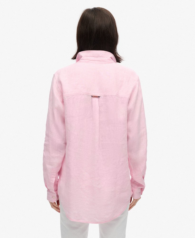 casual linnen boyfriend-shirt in lila blushroze.