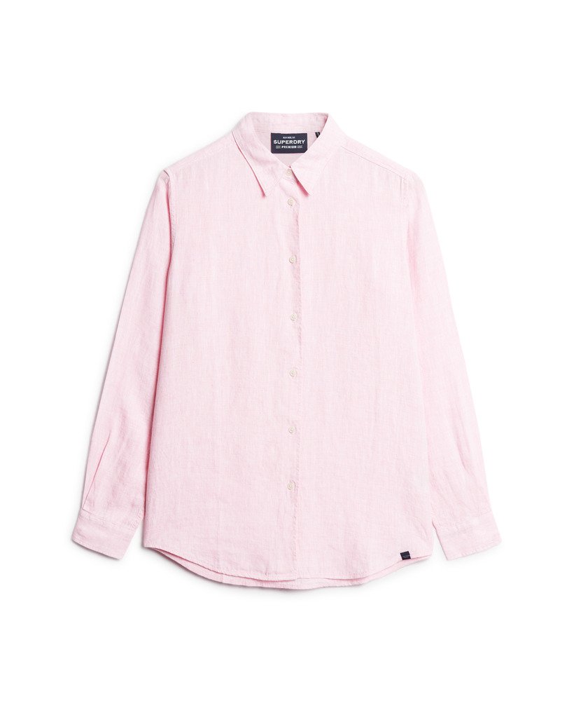 casual linnen boyfriend-shirt in lila blushroze.