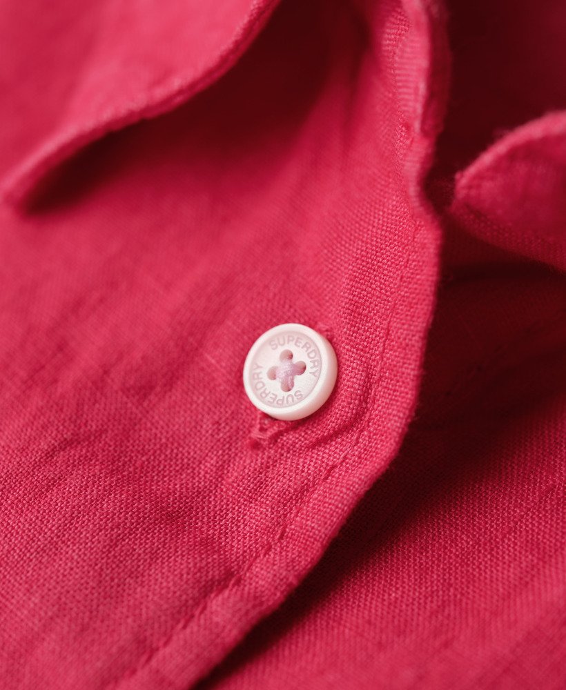 casual linnen boyfriend-shirt in felroze.