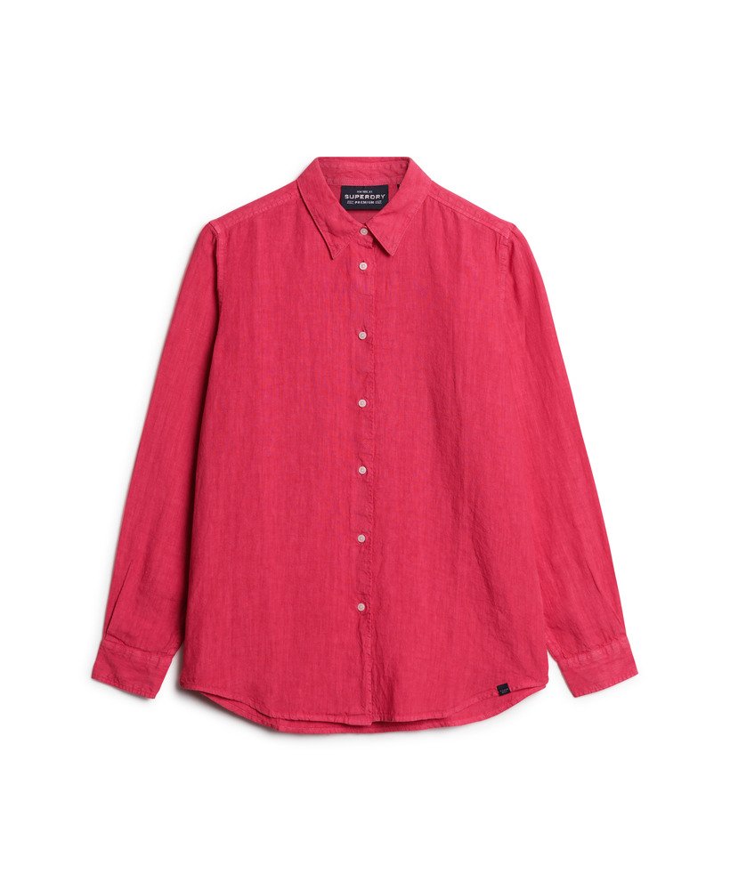 casual linnen boyfriend-shirt in felroze.