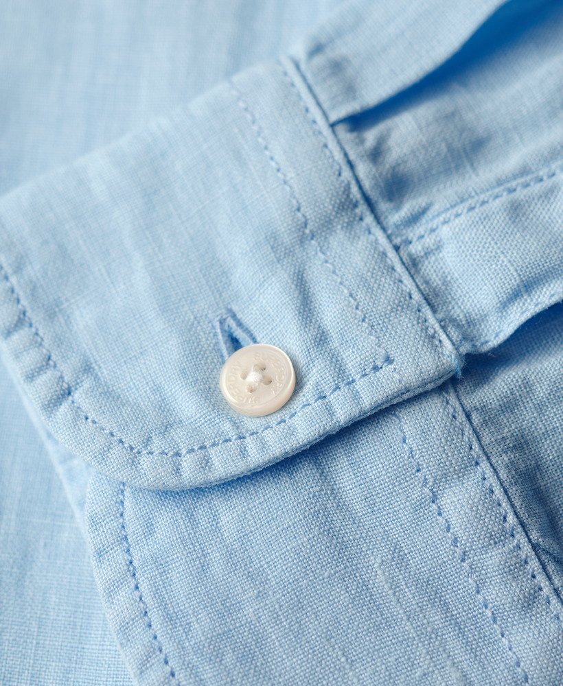 casual linnen boyfriend-shirt in zeegroenblauw