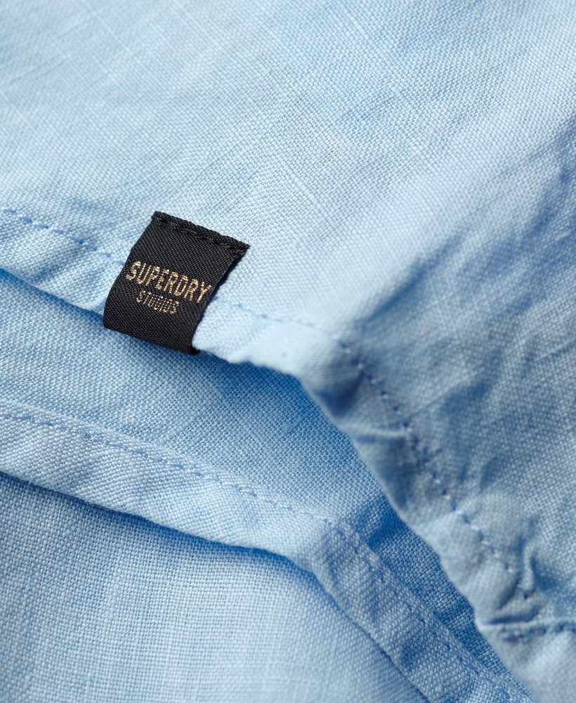 casual linnen boyfriend-shirt in zeegroenblauw