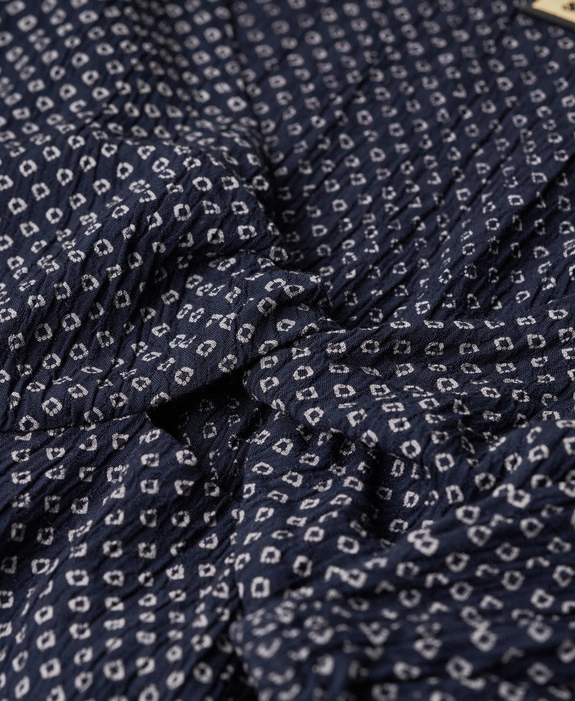 crop top met lange mouwen van geweven stof in scotty navy