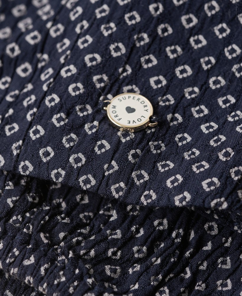 crop top met lange mouwen van geweven stof in scotty navy