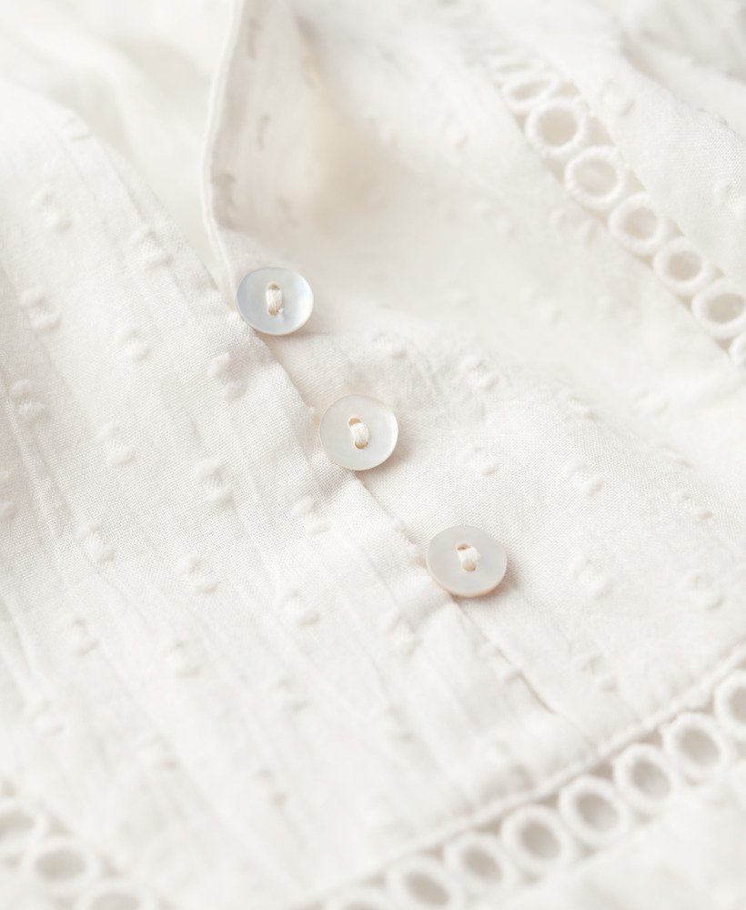 ibiza strandblouse met lange mouwen in gebroken wit