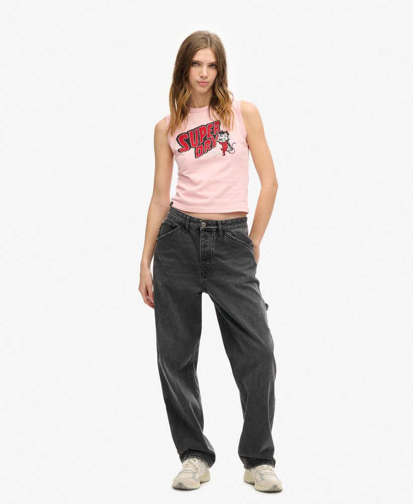 retro getailleerde vesttop met versieringen in somon roze gemêleerd