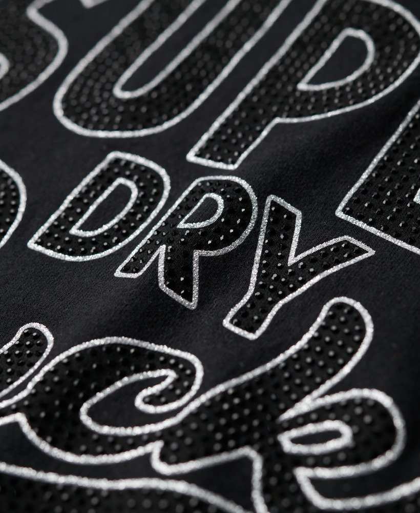 retro getailleerde vesttop met versieringen in nero black marl