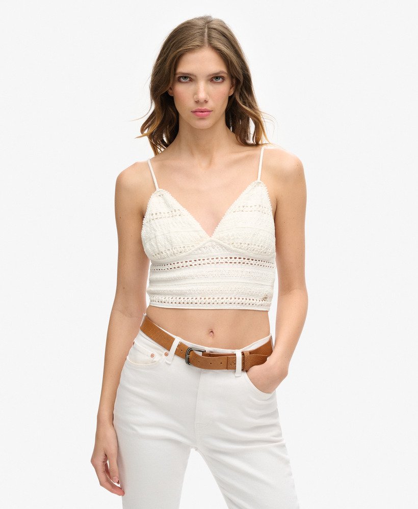 jersey kanten bralette in gebroken wit