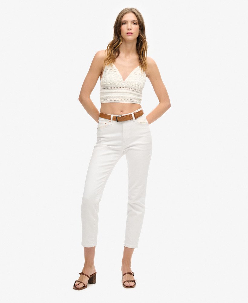 jersey kanten bralette in gebroken wit