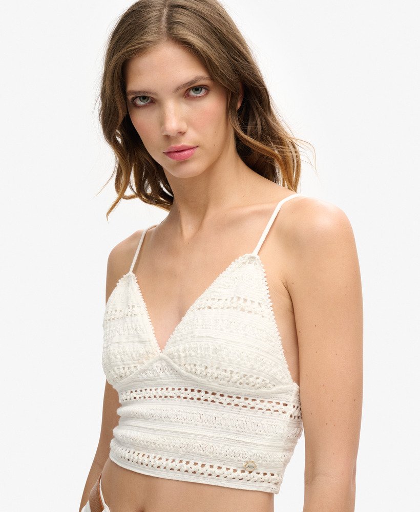 jersey kanten bralette in gebroken wit