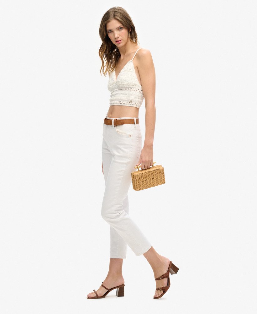 jersey kanten bralette in gebroken wit