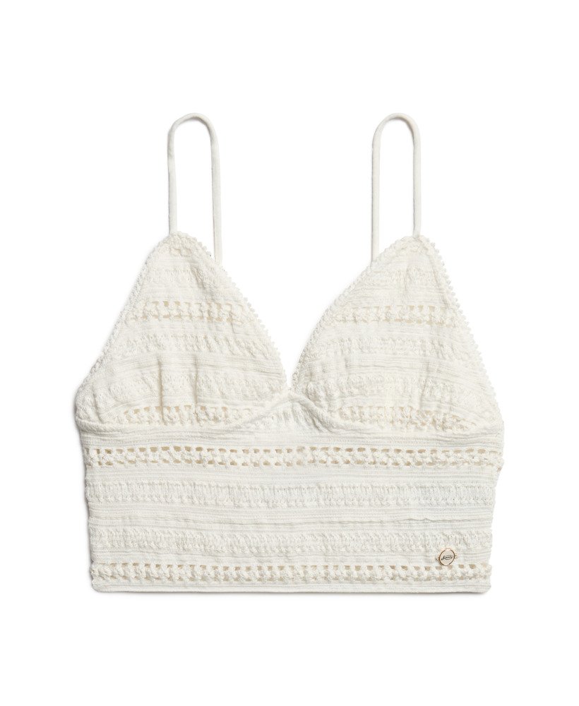 jersey kanten bralette in gebroken wit