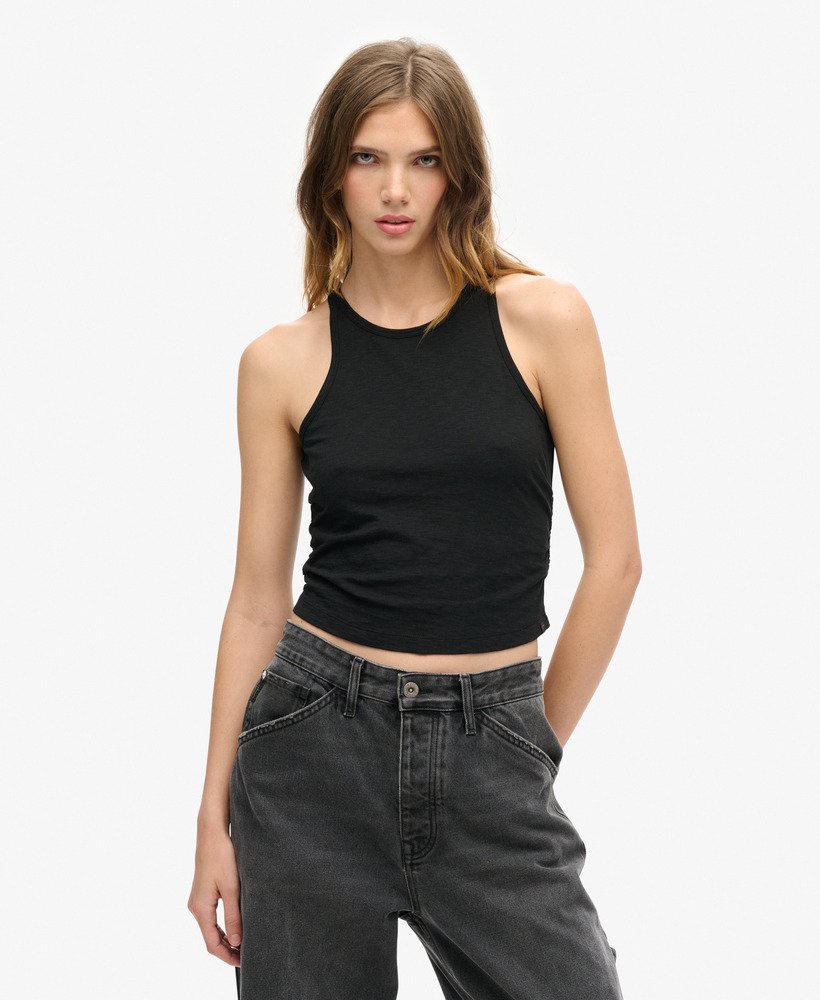 geplooide tanktop in zwart