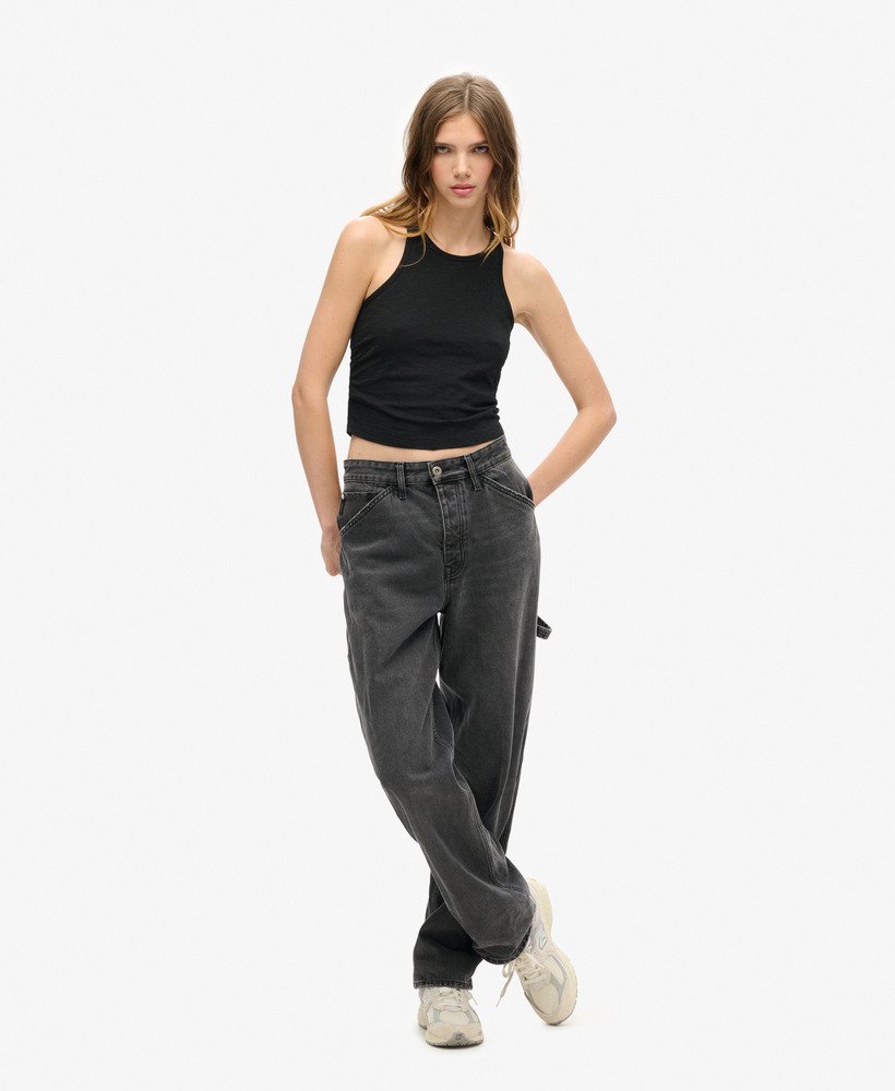 geplooide tanktop in zwart