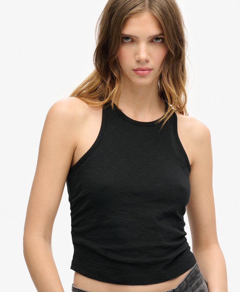geplooide tanktop in zwart