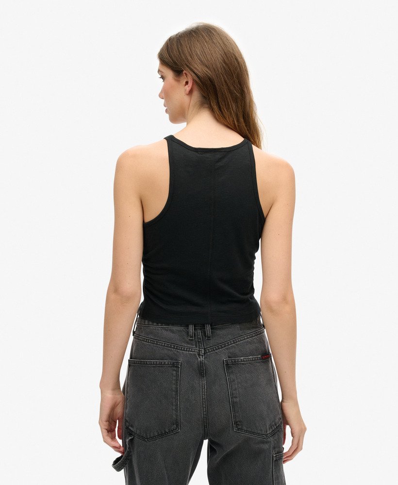 geplooide tanktop in zwart