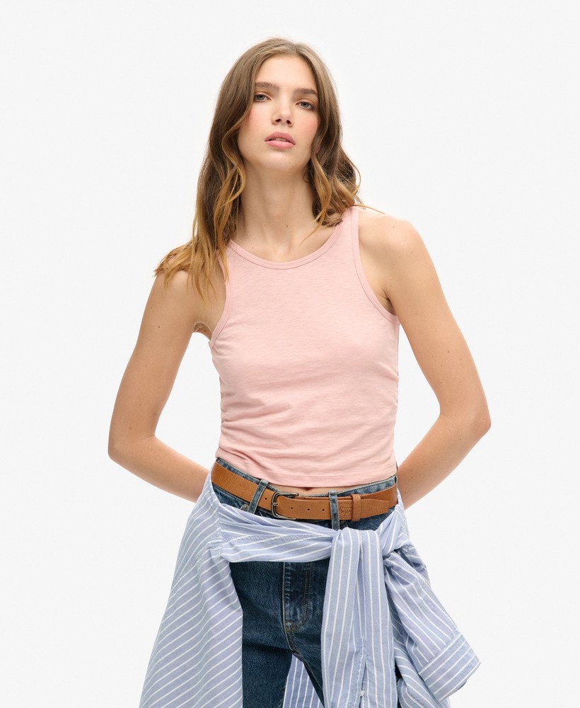 gerimpelde tanktop in grijsroze