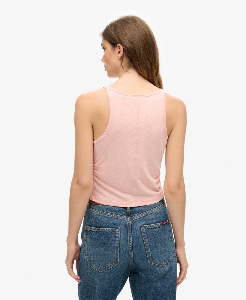 gerimpelde tanktop in grijsroze