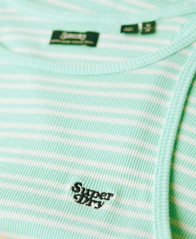 essential logo gestreept racervest in beach glass groene streep