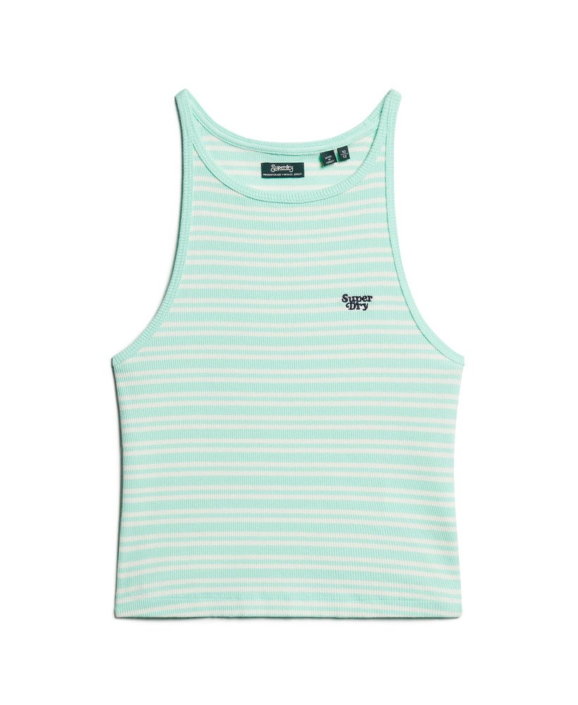 essential logo gestreept racervest in beach glass groene streep