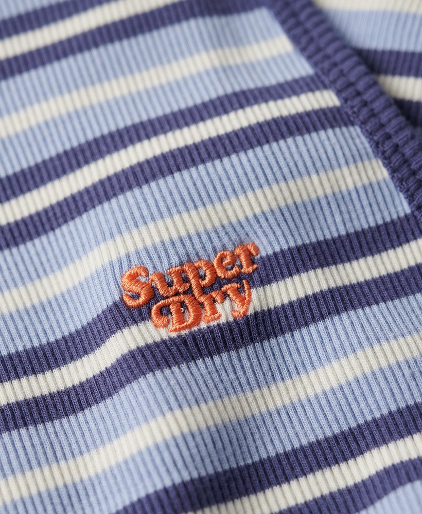essential logo gestreepte racertop in diepblauwe strepen