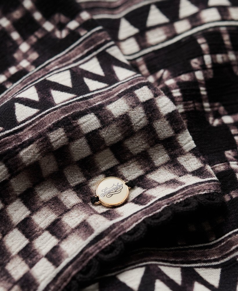bedrukte geweven cami-top in shirbori layer mono
